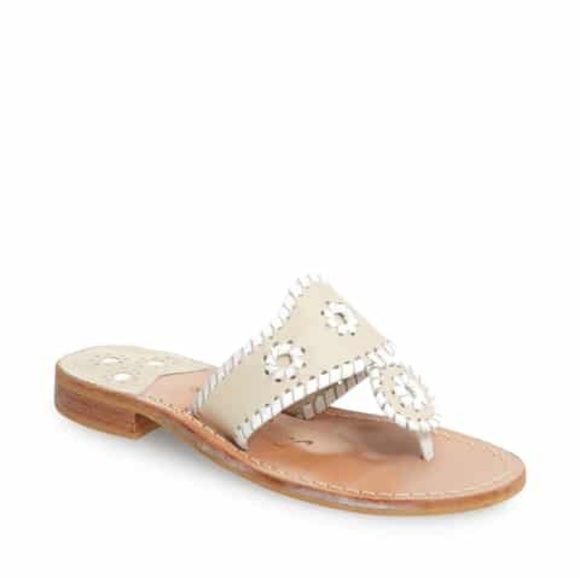 Jack Rogers Shoes - JACK RODGER White Cream Leather Whip Stitch Sandal